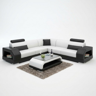 Leren bankstel met USB woonlandschap hoekbank hoekbankset modern design Moderne bank G8001B
