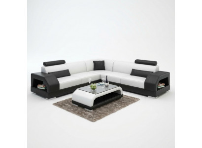 Leren bankstel met USB woonlandschap hoekbank hoekbankset modern design Moderne bank G8001B