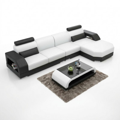 Leren bank + USB woonlandschap hoekbank hoekbank set design bank bank nieuw G8001C