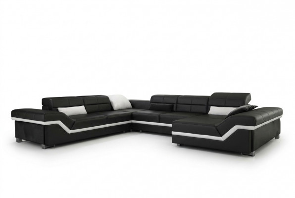 Ledersofa Couch Wohnlandschaft Ecksofa Eck Garnitur Design Modern Sofa mit USB