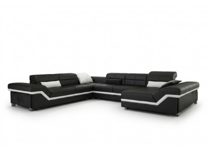 Ledersofa Couch Wohnlandschaft Ecksofa Eck Garnitur Design Modern Sofa mit USB