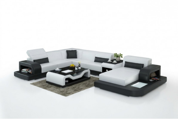 Hoekbank Sofa + USB bekleding woonlandschap gestoffeerde hoekbank designbank leren bank nieuw