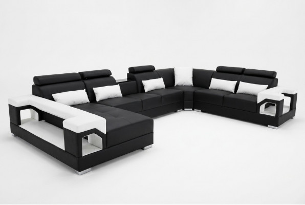 Compleet set kussens lederen bankstel woonlandschap hoekbank set modern bankstel USB.