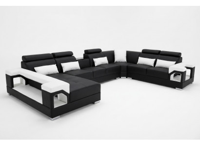 Compleet set kussens lederen bankstel woonlandschap hoekbank set modern bankstel USB.