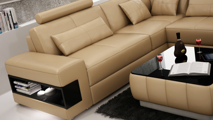 XXL leren bank met USB, woonlandschap hoekbank design bankstel hoekbank nieuw.