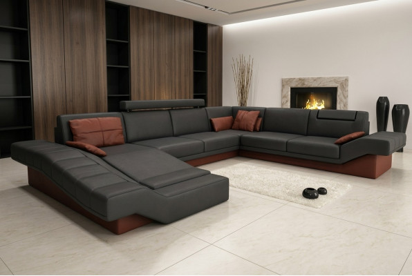 XXL woonlandschap ontwerp gestoffeerde set hoekbank met USB groot sofa Nieuw bankstel  Groot woonlandschapsontwerp gestoffeerde set hoekbank met USB-verbinding nieuwe bankstellen