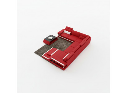 Woonlandschap Big Modern leren bank + USB Gepatenteerd NIEUW Designer bank Hoekbank