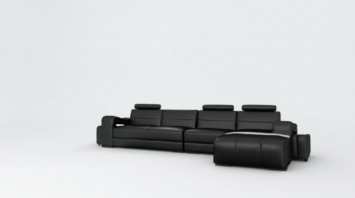 Leren hoekbank + USB Bank Ontwerp Woonlandschap Bekledingsset Bank L-vorm