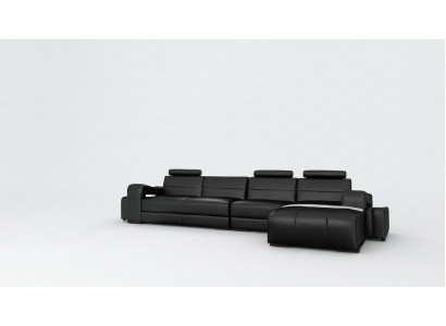 Leren hoekbank + USB Bank Ontwerp Woonlandschap Bekledingsset Bank L-vorm