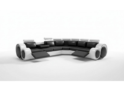 Leren hoekbank leren bank USB woonlandschap bekledingsset zwart wit nieuw Leren hoekbank leren bank USB woonlandschap bekledingsset zwart wit nieuw
