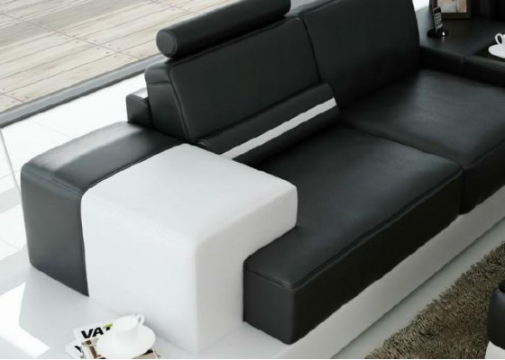 Leren hoekbank met USB Design zitkussen set voor woonkamer 2725C.