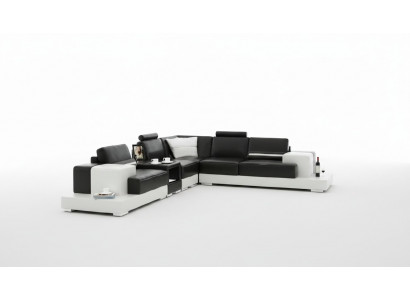 Leren hoekbank met USB Design zitkussen set voor woonkamer 2725C.