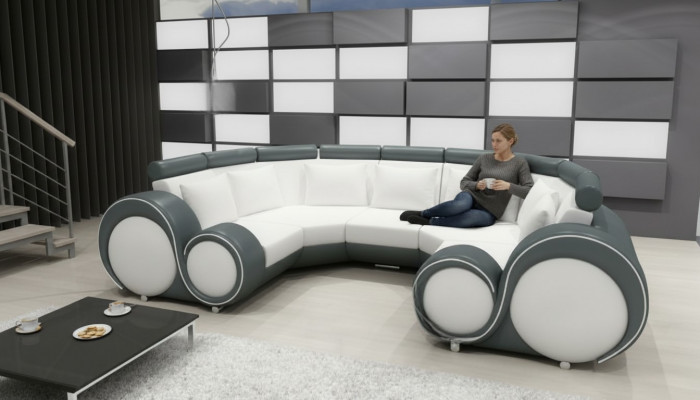 XXL Woonlandschap Leren Bankstel met USB-ontwerp Bekledingsset Bank Hoekbank Big  XXL Woonschap Leren Bankstel met USB-ontwerp Bekledingsset Bank Hoekbank Big