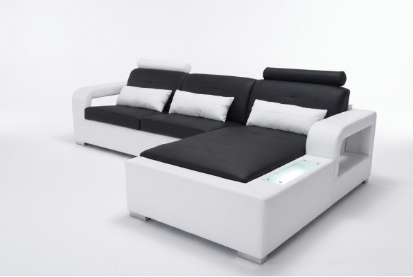 Leren bank met USB woonlandschap hoekbank design moderne bank L-vorm L6008