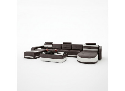 Leren bankstel met USB hoekbank Designer woonlandschap Bank Bank Zit U-vorm