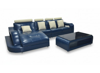 Leren bank met USB woonlandschap hoekbank set design modern bank L-vorm L6015
