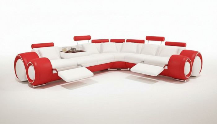 Leren bank met USB, hoekbank hoekbank design moderne bank A1163