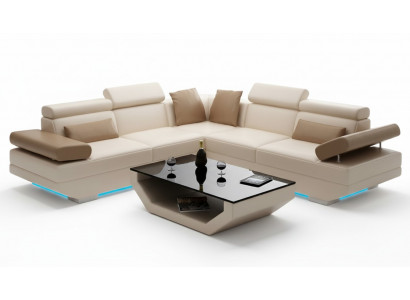 Lederen bank Bank met USB woonlandschap Hoekbank Set Design Modern Sofa