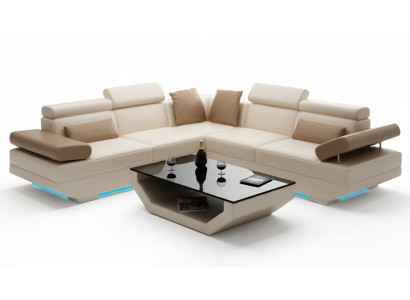 Lederen bank Bank met USB woonlandschap Hoekbank Set Design Modern Sofa