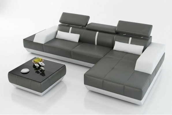 Leren bank Bank met USB, Woonlandschap hoekbank set Design Modern Bank K5015C