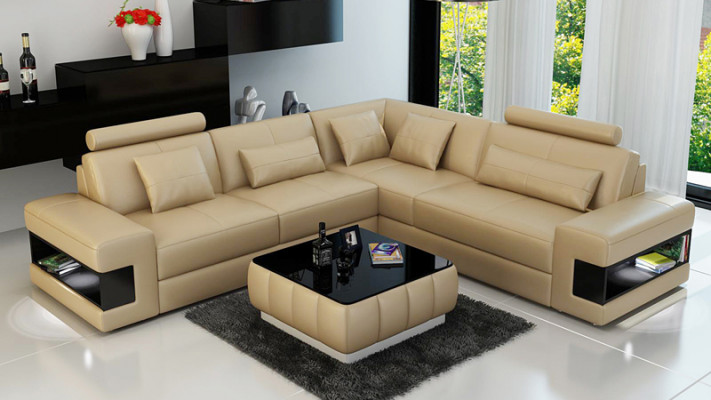 Leren bankstel met USB woonlandschap hoekbank hoek set design modern bankstel L6014B