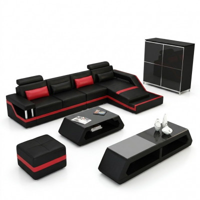 Designer hoekbank bank woonlandschap Big Modern lederen bank met USB HAMBURG III