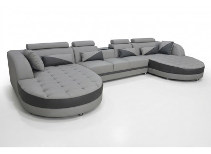 Woonlandschap met bedfunctie Grijze hoekbank U-vorm Bankontwerp Bekleding USB Nieuw