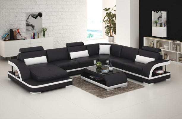 Ledersofa Bank Woonlandschap Hoekbank Hoekmeubel Design Moderne Bank met USB