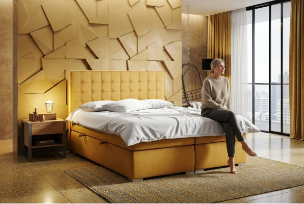 Boxspring Bed Hotel Dubbel 160x200 cm Luxe Bedden Gestoffeerde Opbergfunctie