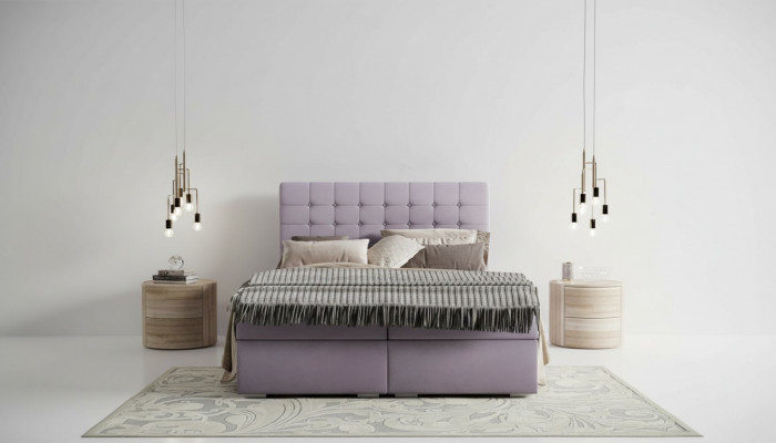 Compleet set matras & topper boxspring bed Roze bekleding 180x200cm
