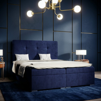 Blauw boxspringbed hotel dubbele luxe bedden gestoffeerde opbergfunctie nieuw