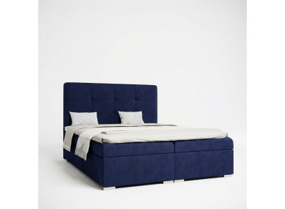 Blauw boxspringbed hotel dubbele luxe bedden gestoffeerde opbergfunctie nieuw