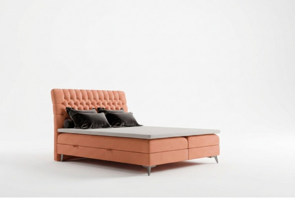 Chesterfield boxspring bed dubbele designbedden beklede kast functie hotel