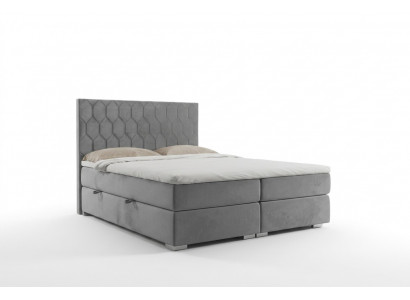 Boxspringbed Hotel Dubbel 180x200cm Luxe Bedden Gestoffeerde Functionaliteitskast Grijs