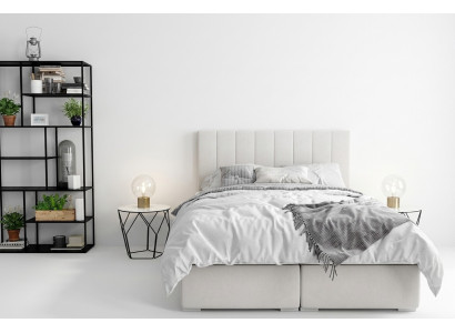 Boxspring Bed Hotel Dubbele Luxe Bedden Gewatteerde Bedlade Functie Beige Nieuw