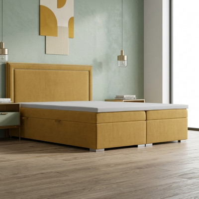 Boxspring Design Bed Hotel Dubbele Bedden Luxe Gestoffeerd Bed Met Opbergruimte Functie Geel