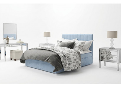 Boxspring Bed Hotel Dubbel Blauw Fluweel Luxe Bedden Gestoffeerde Bedlade 180x200