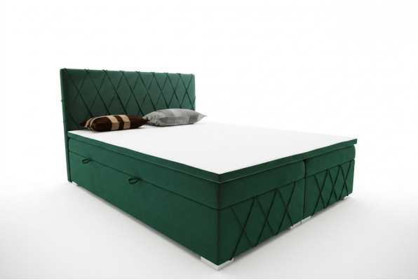 Tweepersoonsbed Compleet Set Matras Boxspring Topper Bedden Functie Kast Groen