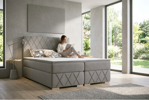 Boxspring Bed Compleet Set Matras & Topper Luxe Bekleding 180x200cm Bedden Nieuw