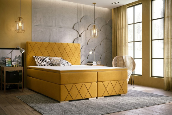 Boxspring Bed Compleet Set Matras & Topper Luxe Bekleding 160x200cm Bedden Nieuw