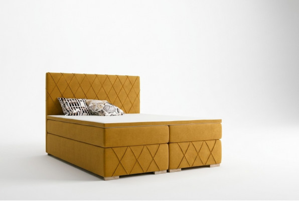 Boxspring Bed Compleet Set Matras & Topper Luxe Bekleding 160x200cm Bedden Nieuw