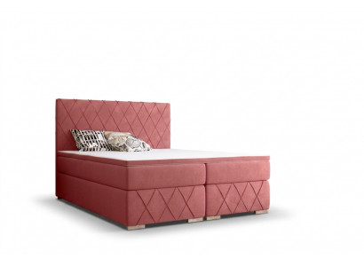 Compleet set matras & topper boxspring bed roze bekleding 180x200cm bedden nieuw