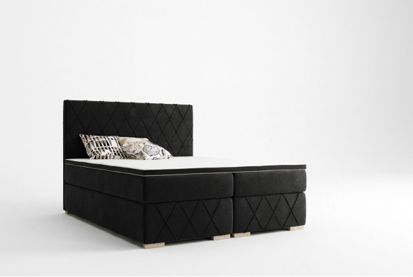 Compleet set matras & topper boxspring bed zwart gestoffeerd 180x200cm Bedden