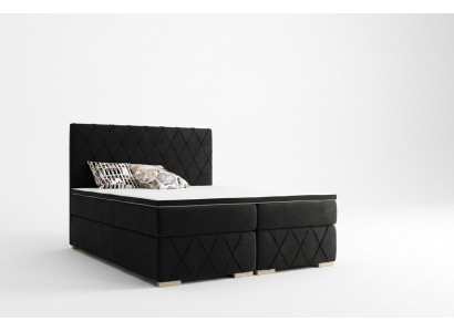Compleet set matras & topper boxspring bed zwart gestoffeerd 180x200cm Bedden