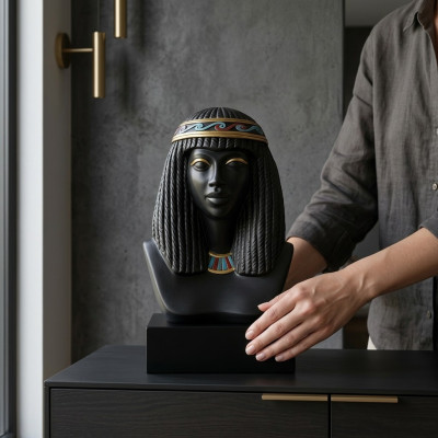 Egypte sculptuur Cleopatra kunststof standbeeld figuren beelden antieke stijl 25cm nieuw