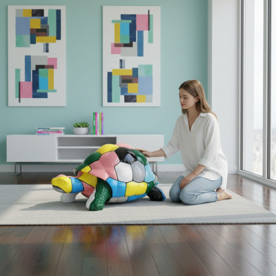 Abstracte Designer Figuur Woonkamer Moderne Beeld Schildpad Veelzijdig Beschilderd 109cm