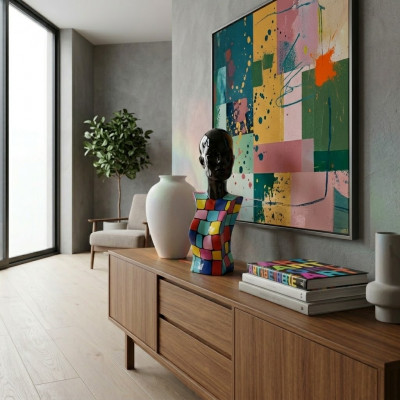 Abstracte sculptuur vrouwenbuste 70s stijl beelden sculpturen figuren woonkamer