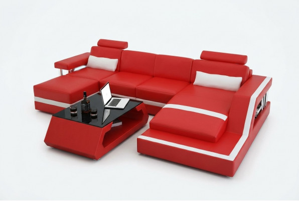 Ontwerper hoekbank bank woonlandschap Groot modern leren bank + USB bankbekleding