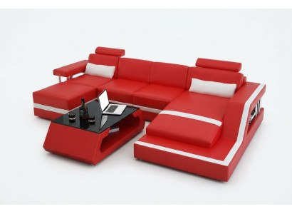 Ontwerper hoekbank bank woonlandschap Groot modern leren bank + USB bankbekleding