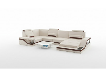 Woonlandschap bank + USB bekleding zit hoekbank set textiel leer banken